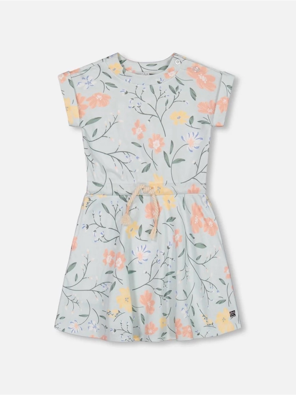 NWT Girls’ Deux Par Deux Printed French Terry Dress - Baby Blue Flowers